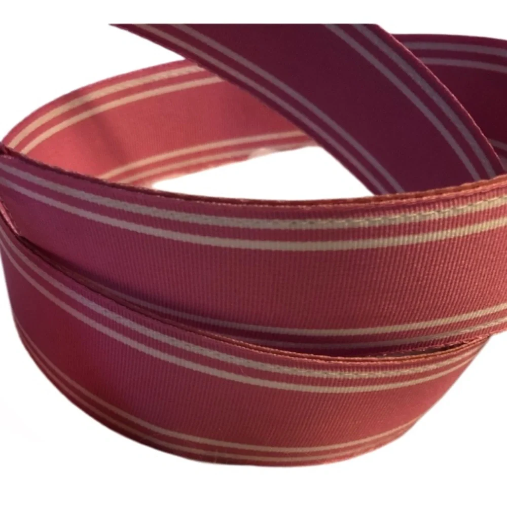 Pink and Tan Belt with Double D Ring Buckle like New